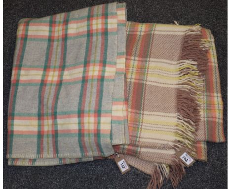 Two vintage check woollen blankets. (2)(B.P. 24% incl. VAT)