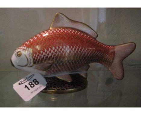 Royal Crown Derby carp paperweight. (B.P. 24% incl. VAT) CONDITION REPORT: Gold button missing.