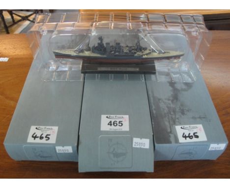 Three boxed model small scale Atlas edition collections ships to include; HMS Hood, Bismarck and HMS Prince of Wales. (3) (B.