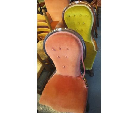 Two similar Victorian walnut button back upholstered bedroom chairs. (2)(B.P. 24% incl. VAT)