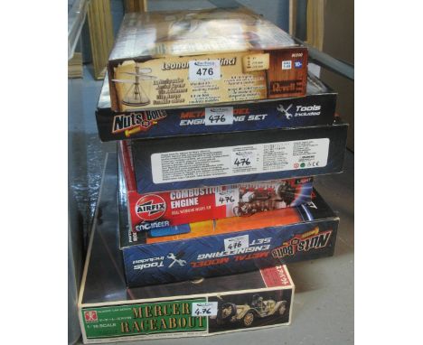 Collection of toy items to include; Nuts and Bolts model engineering set x 3, Airfix engineer combustion engine; real working