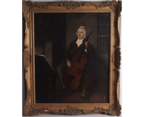 Circle of Francesco Renaldi (1755-1798) Portrait of a young gentleman playing his cello in an interior' circa 1780, oil on ca