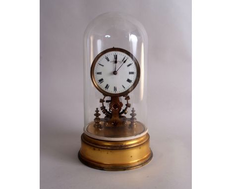 An Electric Mantel Timepiece, signed Eureka Clock Co Ltd, London, Pat No14614-1906, No.7543, circular gilt metal base, enamel