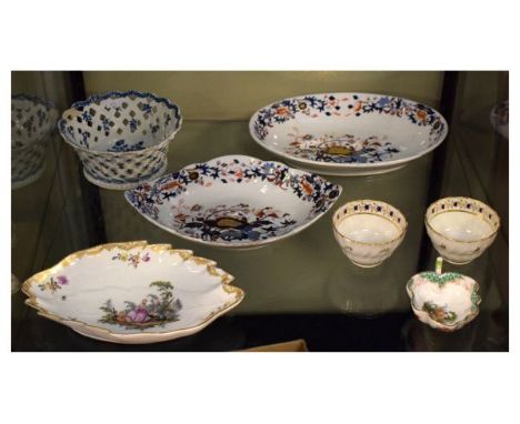Small quantity of 19th/20th Century ceramics including: two Spode ironstone dishes, Meissen leaf design dish, Meissen leaf sh