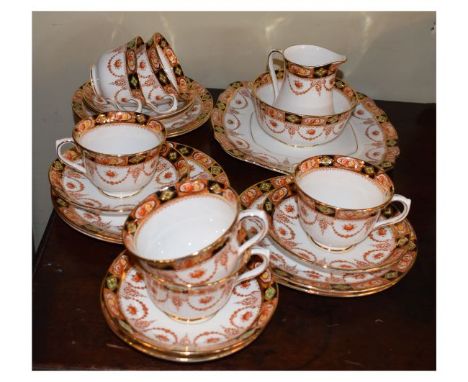 Royal Albert part tea service with red, blue and gilt decoration   Condition: 