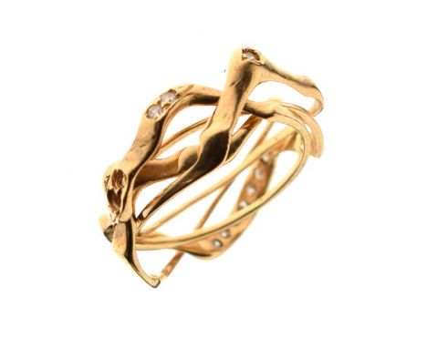Diamond set four piece puzzle ring, size K   Condition: 