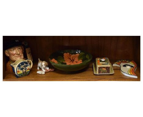 Royal Doulton Golfer D6623 character jug, a Moorcroft bowl, reproduction Clarice Cliff wares etc   Condition: 