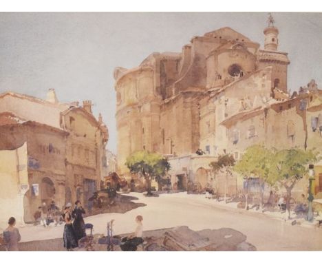 Sir William Russell Flint - Limited edition print - 'Summertime, Uzes', 377/653, in washlined card mount and gilt frame under