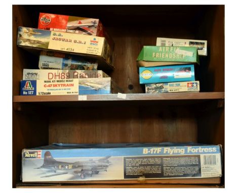 Selection of boxed scale models to include: Revell B-17 Freddy Flying Fortress Aircraft, other model aircraft and vehicles et