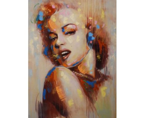 Large canvas print of Marilyn Monroe, 120cm x 90cm, unframed   Condition: 