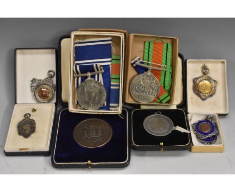 Police Interest - World War II - an interesting collection of medals and fobs presented to Constable R W J Collier, 7 Sharock