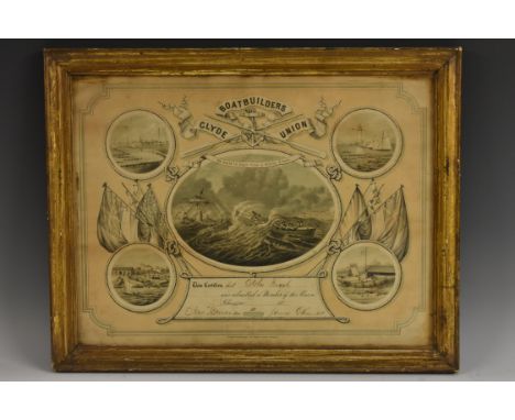 Certificate, Scottish, Clyde Boatbuilders Union - we build to save from a Wat'ry Grave, This Certifies that John *** was admi