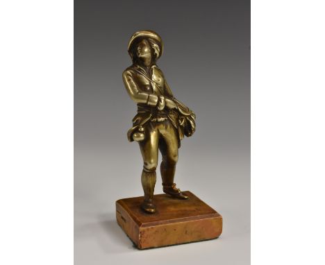 French School (early 20th century), a cabinet bronze, of a young harvester, he stands, emblematic of Autumn, hilding a sicle 