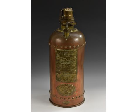 A "Waterloo" Fire Extincteur (sic) Type D.D.2., by Read & Campbell Limited, London, 1938, the copper reservoir applied with a