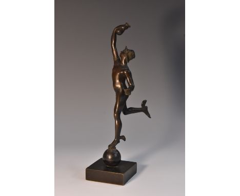 After Giambologna (19th century), a dark patinated bronze, Mercury, square base, 22cm high