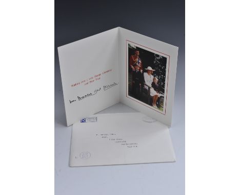 Royal Interest - Charles and Diana, Prince and Princess of Wales, 1992 Christmas signed card, autographed in MS black ink, en