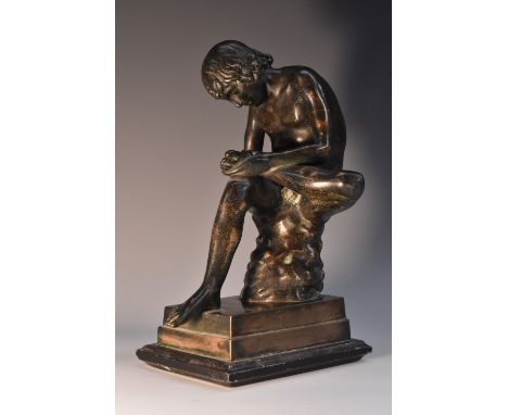 Italian Grand Tour School (19th century), a bronze, Spinario, stepped rectangular base, 22.5cm high 