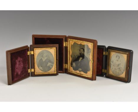 Photography - Union Cases - an ambrotype, of a bearded gentleman, seated, against a Classical backdrop, his watch chain picke