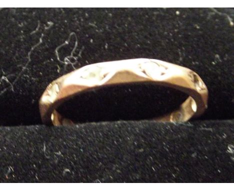 9ct gold ring set with white stones Size k.5