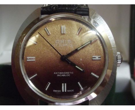 Gents Oris wristwatch, manual wind, with leather strap