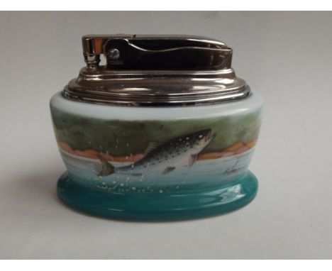 Minton bone china table lighter with leaping trout signed T lee