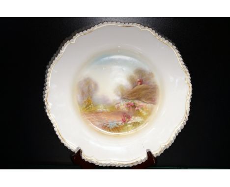 Royal Worcester cabinet plate signed Rushden