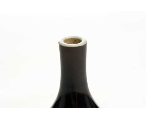 A small Chinese mirror black glazed vase, Qing, 18th century, Kangxi, applied label for Spink &amp; Son, London, G.de Menasce