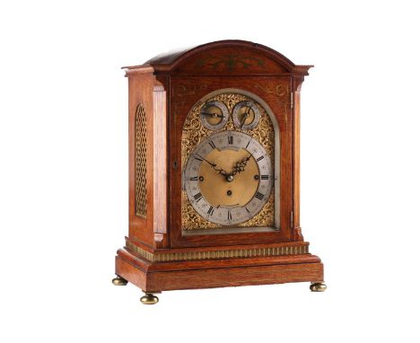 Charles Frodsham; A Victorian triple fusee 8-day mantle/boardroom clock. With architectural brass strung and inlaid broken ar