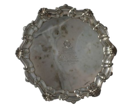 Of East Yorkshire Regimental history: An Edwardian silver presentation salver, by Henry Wilkinson, Sheffield 1903, of circula