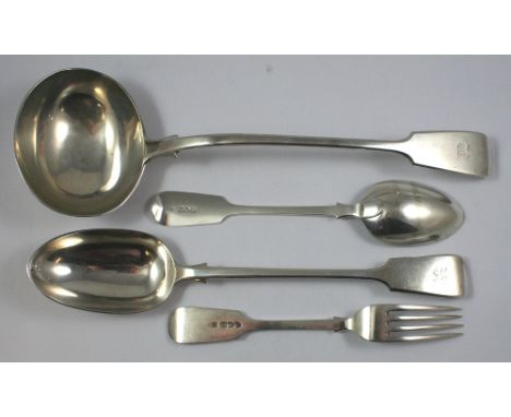 A Victorian silver canteen of fiddle pattern cutlery for twelve place settings, by Thomas, Walter & Henry Holland, London 189