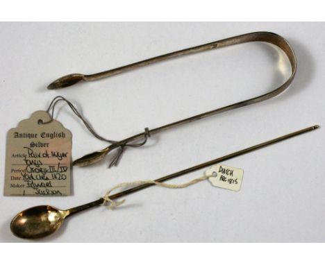 A George III provincial pair of Old English pattern silver sugar tongs, by Edward Jackson, York, circa 1820, makers mark, dut