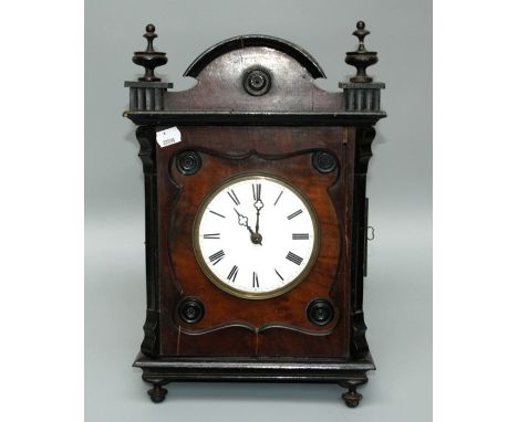 Fordeber Jaeglar and Co, a late 19th century 'Black forest' bracket clock, the ebonised case with glazed door enclosing simpl