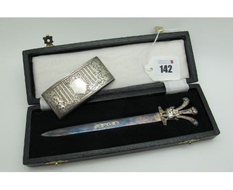 A Hallmarked Silver Royal Commemorative Letter Opener, PSLtd, Sheffield 1981, bearing feature hallmarks and "The Royal Weddin