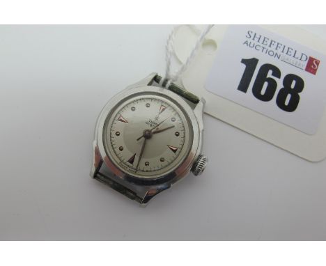 Tudor Oyster; A Ladies Wristwatch Head, (no strap) manual wind, the signed dial with dot and dagger markers and centre second