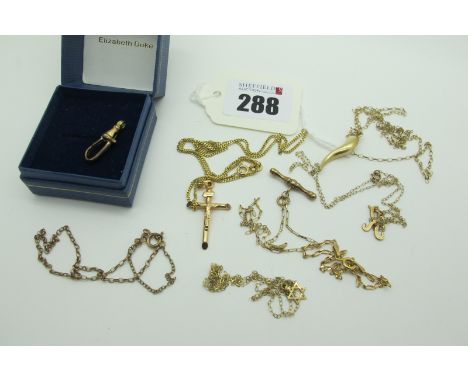 375 and Other Fine Chains, crucifix pendant, horn of plenty pendant, initial 'K' pendant etc. 
