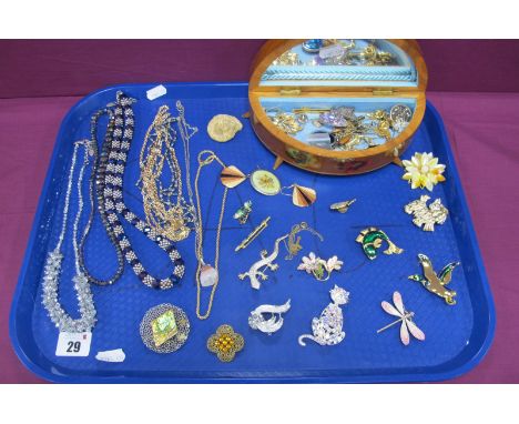 A Mixed Lot of Assorted Costume Jewellery, including assorted brooches including filigree leaf brooch stamped "Sterling", mod