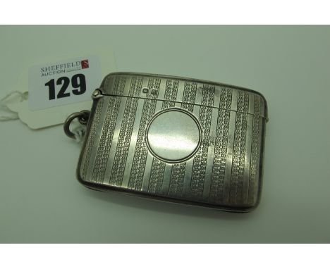 A Hallmarked Silver Vesta Case, of engine turned design, with vacant cartouche, GV&amp;Co, Birmingham, 1919 (48 grams).