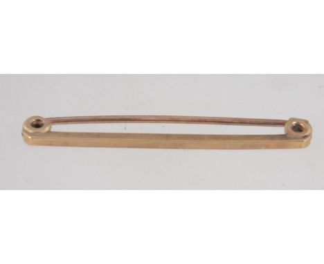 A 9ct gold tie bar pin. Marked HG&S 9ct. Tests 9ct gold. Measures 4cms. Weighs 1.4g