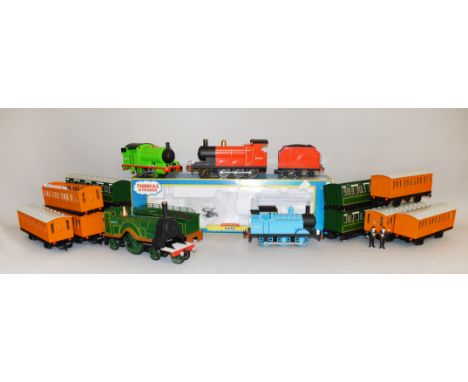 G gauge. Bachmann Thomas and Friends locomotives and coaches, all with running numbers altered and faces removed to appear as