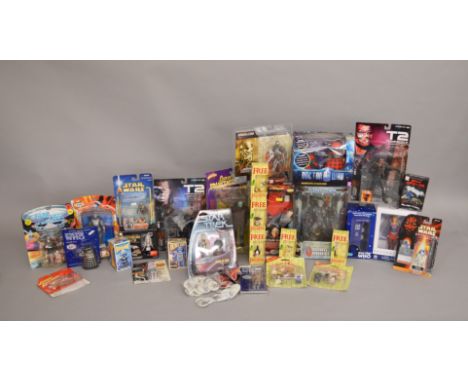 A good selection of assorted sci-fi action figures and similar, including: three Dapol Doctor Who items; McFarlane Terminator