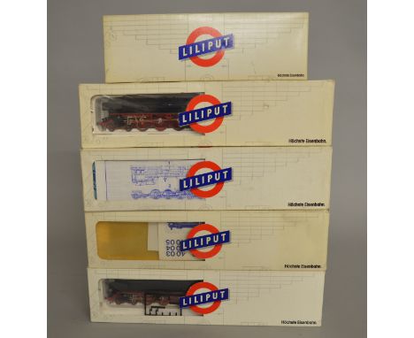 HO gauge, five Liliput locomotives: 4020 2-6-2 Baden blue 'IVh 95'; 7803 2-6-4T DB black '78 134'; 10123 4-6-2 DB black '01 1
