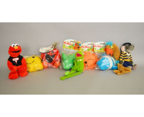 Five bagged vintage Chad Valley Mr Men soft toys, all appear G+/VG in original clear plastic packaging with header card. Four