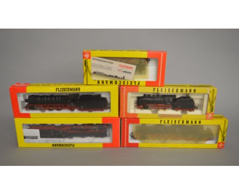 HO gauge, Five Fleischmann Steam locomotives, 4094, 4140, 4169, 4175 and 994169.  Boxed but have been on display, viewing rec