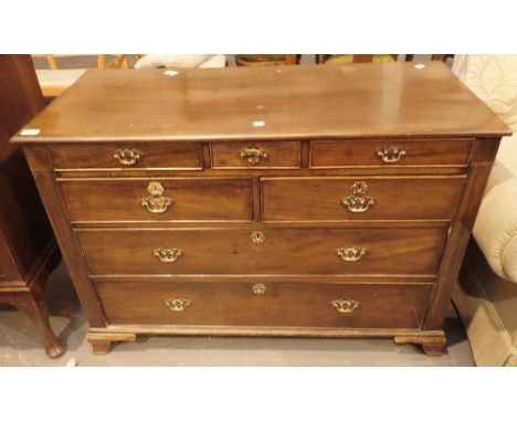 Antique mahogany chest of two long under two short under three shorter drawers on bracket feet L: 112 cm