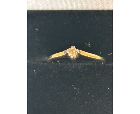 9ct Gold diamond solitaire ring Size K 1.2g 