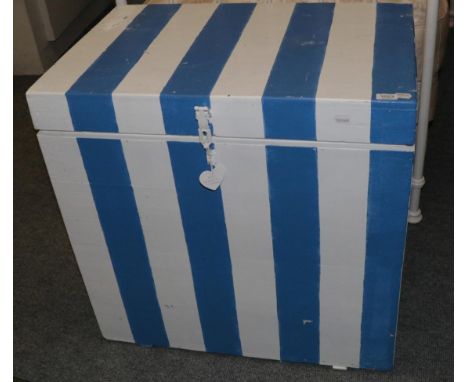 A Painted Pine Hinged Trunk, the interior paper lined, 78cm by 52cm by 78cm