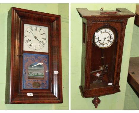 A Vienna type wall clock and an American shelf clock