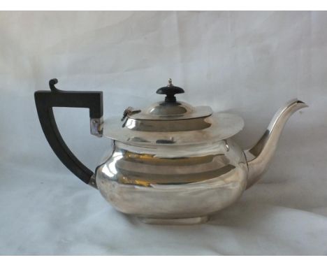 Boat shaped plain teapot 10.5" over spout. B'ham 1923  by WB ltd. 510g.       