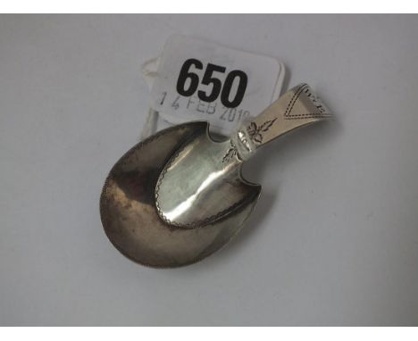 Georgian bright cut caddy spoon with horse shoe shaped  bowl. B'ham         