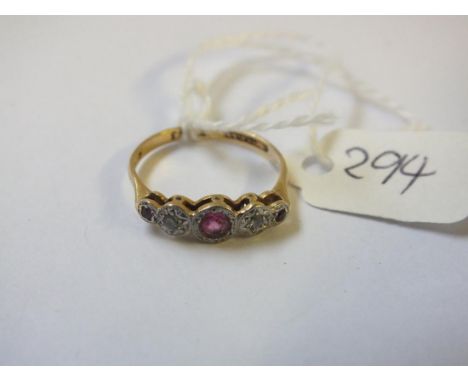 18ct gold 5 stone ruby &amp; diamond ring approx size N  